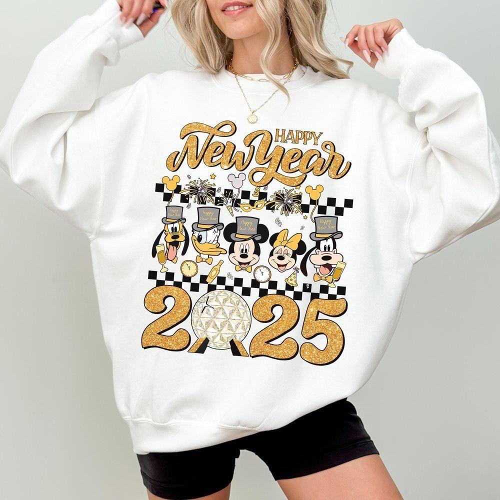 Mickey And Friends Happy New Year 2025 Checkered Vuitino Merch